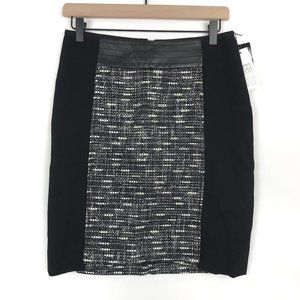 [3 for $15] NEW Etcetera Faux Leather Trim Tweed Pencil Skirt
